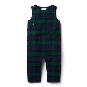 Janie and Jack Tartan Green/Navy Overall 6/12m